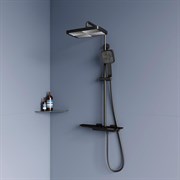 Душевая стойка RGW SP-34-B черный, головной душ/термостат (ручной душ, шланг 1,5 м)