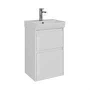 Тумба Lemark COMBI 45 см под 1 раковину, подвесная/напольная, 2 ящика, цвет корпуса, фасада: Белый глянец