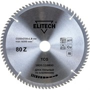 Пильный диск по алюминию Elitech 250х30х1.8 мм; 80Z