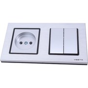 Двухклавишный выключатель + розетка Vesta Electric Комплект-2