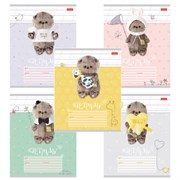 Тетрадь 12 л., HATBER косая линия, обложка картон, "Кот Басик" (микс в спайке), 051747, 12Т5В6