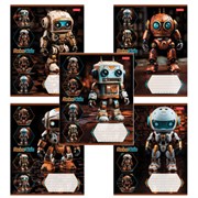 Тетрадь 18 л., HATBER клетка, обложка картон, "Робо" (микс в спайке), 084624, 18Т5В1