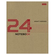 Тетрадь 24 л., HATBER клетка, обложка картон КРАФТ, 077661, 24Т5В1_28075