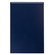 Блокнот БОЛЬШОЙ ФОРМАТ А4, 80 л., гребень, обложка пластик "VELVET", клетка, HATBER, синий, 081279, 80Б4В1гр_01609