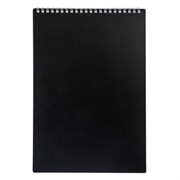 Блокнот БОЛЬШОЙ ФОРМАТ А4, 80 л., гребень, обложка пластик "VELVET", клетка, HATBER, черный, 081540, 80Б4В1гр_01601