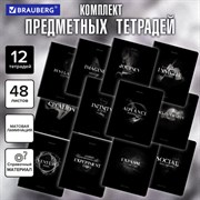 Тетради предметные, КОМПЛЕКТ 12 ПРЕДМЕТОВ, 48 л., матовая ламинация, BRAUBERG "SHADOWS", 405176