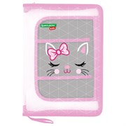 Папка для труда на молнии BRAUBERG KIDS А4, 1 отделение, прозрачная, органайзер, "Tiny cutie", 273397