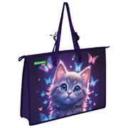 Папка для рисунков и чертежей с регулируемыми ручками BRAUBERG KIDS А3, 1 отделение, карман внутри, "Curious cat", 273414