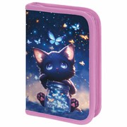 Пенал BRAUBERG с наполнением, 1 отделение, 1 откидная планка, 24 предмета, 21х14 см, "Night catcher", 273530