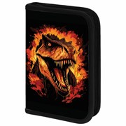 Пенал BRAUBERG с наполнением, 1 отделение, 1 откидная планка, 24 предмета, 21х14 см, "Fire dino", 273535