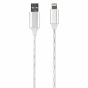 Кабель с LED-подсветкой USB 2.0-Lightning, 1 м, RED LINE, белый, УТ000023148