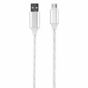 Кабель с LED-подсветкой USB 2.0-micro USB, 1 м, RED LINE, белый, УТ000022101