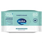Полотенца влажные 60 шт., AURA "Family", универсальные, 14403