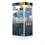 Каркасный бассейн, фильтр-насос 3028 л/ч, лестница, тент "Steel Pro Max" 457х107 см, 14970 л, BESTWAY, 56488