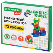 Магнитный конструктор MAGNETIC CUBES "КУБИЧЕСКИЙ", 72 магнитных кубика, BRAUBERG KIDS, 665724
