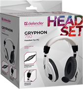 Компьютерная гарнитура Defender 63747 Gryphon 750 белый, кабель 2 м