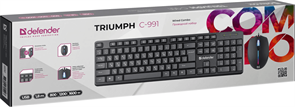Проводной комплект (клав+мышь) Defender 45991 Triumph C-991 RU,черный,полноразмерный,1.8м