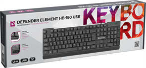 Проводная клавиатура Defender 45191 Element HB-190 USB RU,черный,полноразмерная