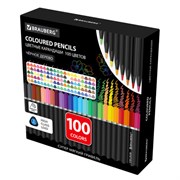 Карандаши цветные чёрное дерево BRAUBERG BLACK WOOD, 100 цветов, мягкий грифель 3 мм, 182045