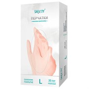 Перчатки виниловые смотровые 50 пар (100 штук), размер L (большой), прозрачные SAF&TY, ЧЗ