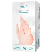 Перчатки виниловые смотровые 50 пар (100 штук), размер M (средний), прозрачные, SAF&TY, ЧЗ