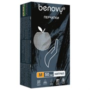 Перчатки нитриловые смотровые 50 пар (100 шт.), размер M (средний), черные, BENOVY MultiColor, ЧЗ, К Перчатки нитриловые смотровые 50 пар (100 шт.), размер M (средний), черные, BENOVY MultiColor, ЧЗ, К