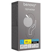 Перчатки нитриловые смотровые 50 пар (100 шт.), размер L, черные BENOVY "Nitrile Chlorinated", ЧЗ, М Перчатки нитриловые смотровые 50 пар (100 шт.), размер L, черные BENOVY "Nitrile Chlorinated", ЧЗ, М
