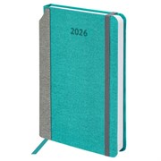 Ежедневник датированный 2026 А5 138x213 мм, BRAUBERG "Mosaic", под кожу, держатель для ручки, бирюза, 117110