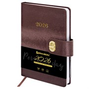Ежедневник датированный 2026 А5 138х213 мм, BRAUBERG "Elegant", под кожу, застежка, бордовый, 117367