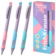 Карандаш механический 2 мм ERICH KRAUSE "ErgoLine Kids Pastel", HB, с точилкой, ассорти, 63833