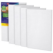 Холсты на картоне НАБОР 5 штук (20х30 см), хлопок, 280 г/м2, грунт, BRAUBERG ART CLASSIC, 192651