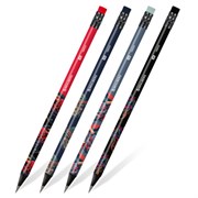 Карандаш чернографитный BRAUBERG "ONI", 1 шт, HB, с ластиком, корпус ассорти, 182023