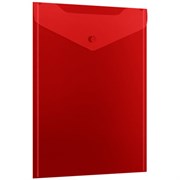 Папка-конверт с кнопкой прозрачная А4 BRAUBERG UNIVERSAL, вертикальная, красная, 0,15 мм, 273077