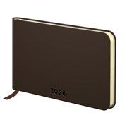 Еженедельник датированный 2026 МАЛЫЙ ФОРМАТ 105х160 мм, А6, BRAUBERG "Unique", темно-коричневый, 117207