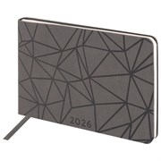 Еженедельник датированный 2026 МАЛЫЙ ФОРМАТ 105х160 мм, А6, BRAUBERG "Imprint", тиснение, черный, 117209