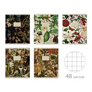 Тетрадь А5 48 л. BRUNO VISCONTI скоба, клетка, Soft Touch, фольга, "FLORA" (5 видов), 7-48-1343