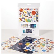 Наклейки бумажные с игровым полем НАБОР, 2 листа, 184 наклеек, "Космическое приключение", HATBER, 2Н5н