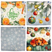 Чехол на подушку новогодний (1 шт.) 45х45 см, "X-mas Magic", полиэстер, ассорти 4 дизайна, ЗОЛОТАЯ СКАЗКА, 592529