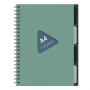 Тетрадь обложка пластик, А4 80 л., гребень, 4 разделителя, клетка, BRAUBERG, зеленый, 405363