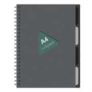 Тетрадь обложка пластик, А4 80 л., гребень, 4 разделителя, клетка, BRAUBERG, серый, 405365