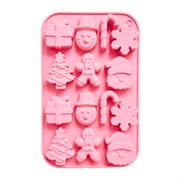 Форма для выпечки новогодняя 21х13см "Xmas Sweets", силикон, 14 ячеек, рецепт, ЗОЛОТАЯ СКАЗКА, 592471