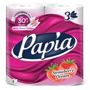 Бумага туалетная быт., спайка 4 шт., 3-слойная (4х16,5 м), PAPIA, аромат Клубничная м, 5084114