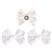 Бант для волос НАБОР 2 шт. и 1 шт., 10х8 см, на заколке, белый, АССОРТИ, MONTE VITA (МОНТЕ ВИТА), 457119