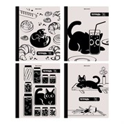 Тетрадь А5 96 л. BRAUBERG, на сшивке с корешком, клетка, обложка картон, "Кот-Непоседа", 405292