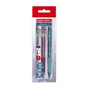 Ручки гелевые стираемые автоматические BRAUBERG "X-ERASE RT MORANDI COLOR", СИНИЕ, НАБОР 3 ШТ., пишущий узел 0,7 мм, линия 0,5 мм, 144427