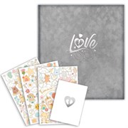 Фотоальбом-анкета детский 23х25 см, 32 листа, стикеры, открытка, конверт, серый бархат, BRAUBERG, 391422