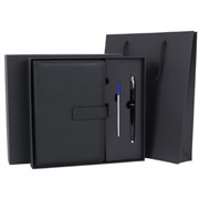 Ежедневник в подарочном наборе 5 в 1, А5, 145x212 мм, BRAUBERG "President", под кожу, 160 листов, черный, 116850