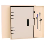 Ежедневник на кольцах в наборе с ручкой А5, 165x229 мм, BRAUBERG "Lux", под кожу, 100 листов, бежевый, 116859