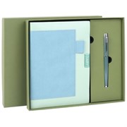 Ежедневник в наборе с ручкой А5, 144x210 мм, BRAUBERG "Style" под кожу, 160 листов, зелёный, 116863