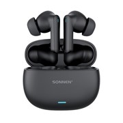 Наушники беспроводные TWS внутриканальные, гибридное шумоподавление ANC + ENC, SONNEN PREMIUM EP-BH33B, Bluetooth 5.3, черные, 514123